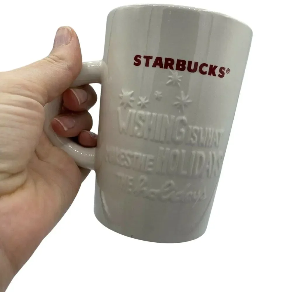 Starbucks Ivory Ceramic Holiday Coffee Mug Cup Tall 10 oz